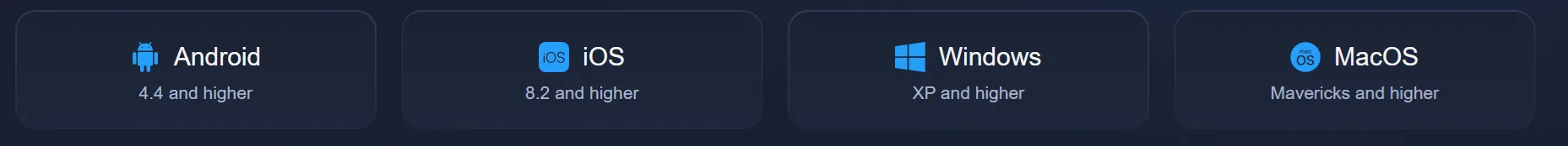 Expert Option supported platforms: Android 4.4 and higher, iOS 8.2 and higher, Windows XP and higher, macOS Mavericks and higher